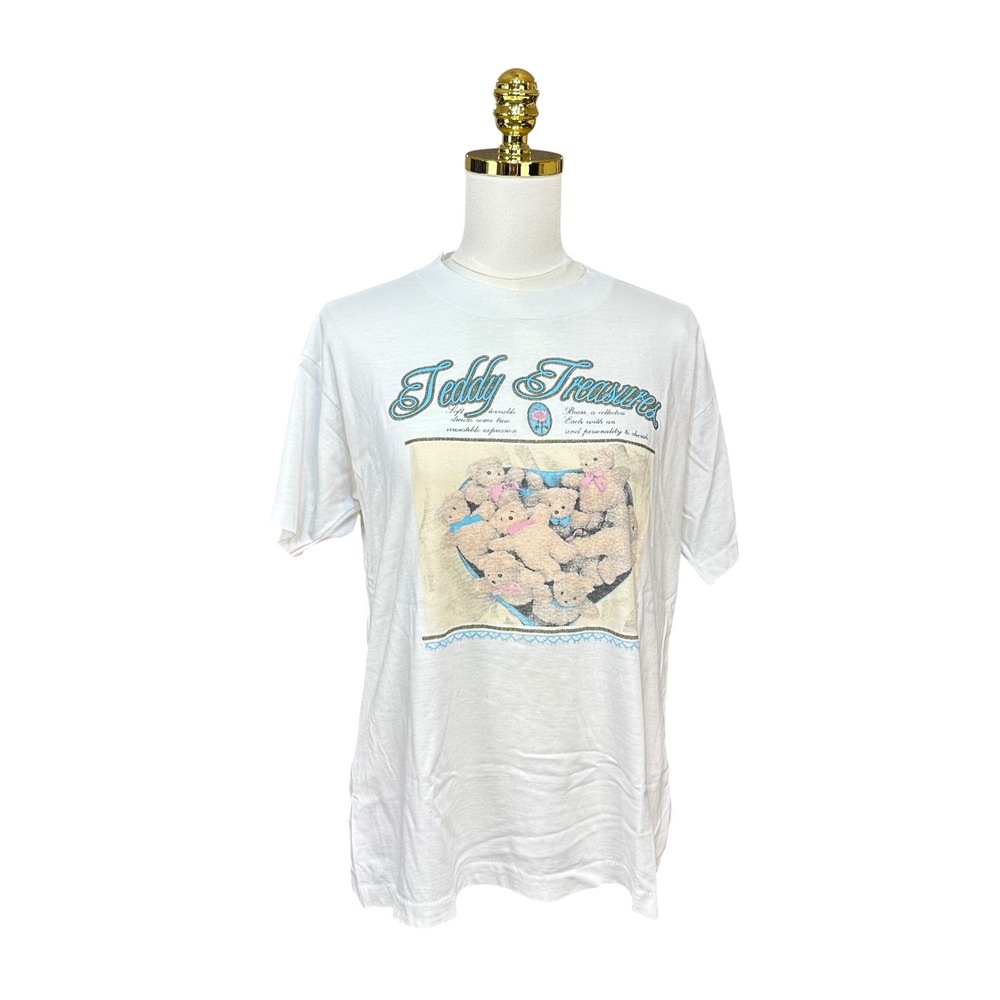 Vintage Enesco Teddy Treasures Graphic T-Shirt White Large 90s USA Cottagecore
